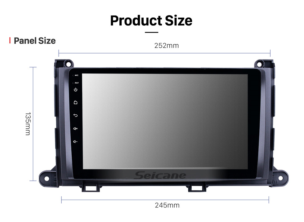 Seicane HD Touchscreen 9 inch Android 13.0 GPS Navigation Radio for 2009-2014 Toyota Sienna with Bluetooth AUX Music support DVR Carplay Steering Wheel Control