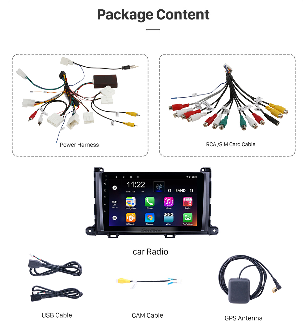 Seicane HD Touchscreen 9 inch Android 13.0 GPS Navigation Radio for 2009-2014 Toyota Sienna with Bluetooth AUX Music support DVR Carplay Steering Wheel Control Seicane HD Touchscreen 9 inch Android 13.0 GPS Navigation Radio for 2009-2014 Toyota Sienna with Bluetooth AUX Music support DVR Carplay Steering Wheel Control