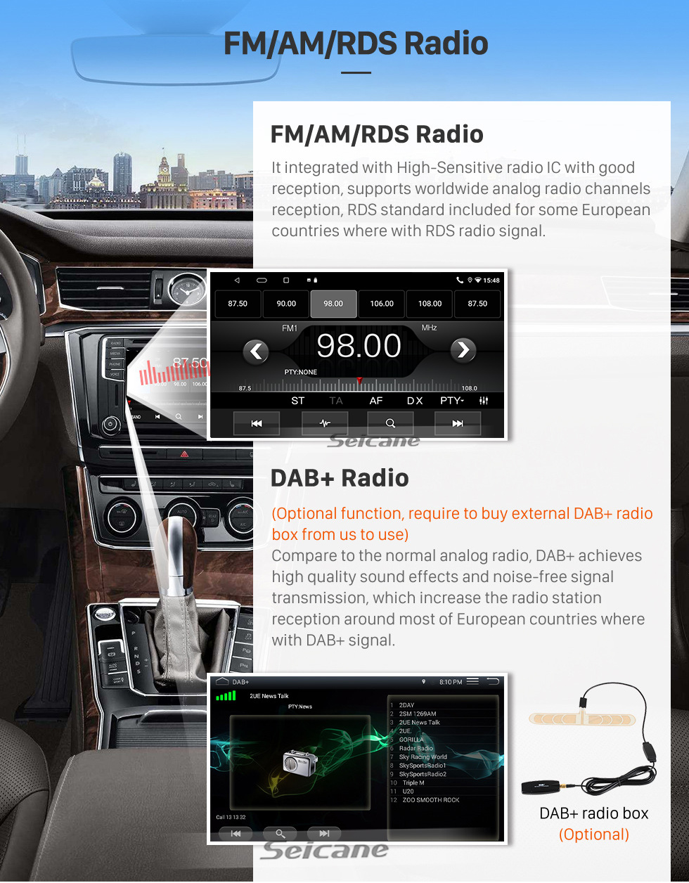 Seicane OEM 10.1 pulgadas Android 13.0 Radio para 2015-2016 TOYOTA ALPHARD Bluetooth HD Pantalla táctil Navegación GPS Soporte USB AUX Carplay DVR OBD Cámara de visión trasera