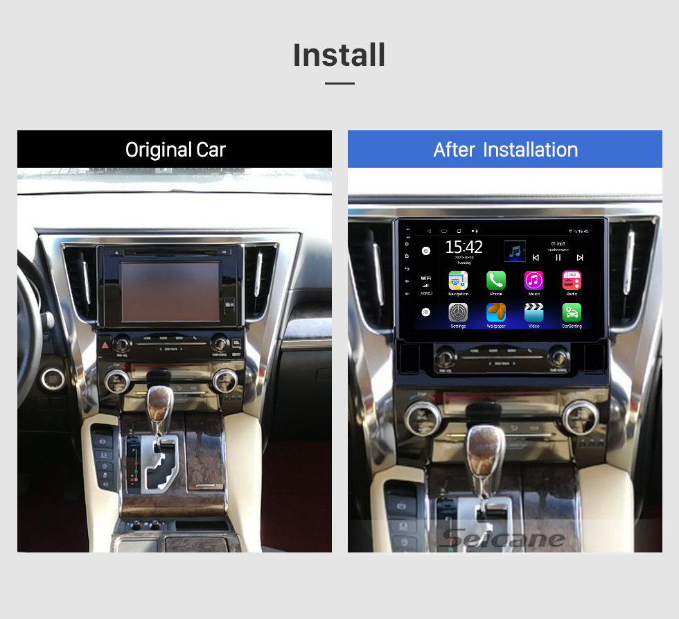 Seicane 10,1-дюймовый Android 13.0 HD с сенсорным экраном GPS-навигатор для 2015 2016 Toyota Alphard с поддержкой Bluetooth USB WIFI AUX Carplay SWC TPMS OBD Seicane 10,1-дюймовый Android 13.0 HD с сенсорным экраном GPS-навигатор для 2015 2016 Toyota Alphard с поддержкой Bluetooth USB WIFI AUX Carplay SWC TPMS OBD