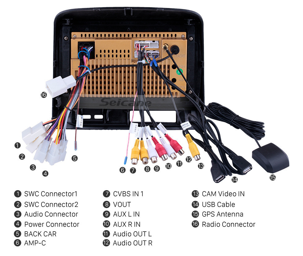 Seicane Pantalla táctil HD de 9 pulgadas Android 10.0 Radio de navegación GPS para 2004 Toyota Vios con Bluetooth AUX Música compatible DVR Carplay Control del volante