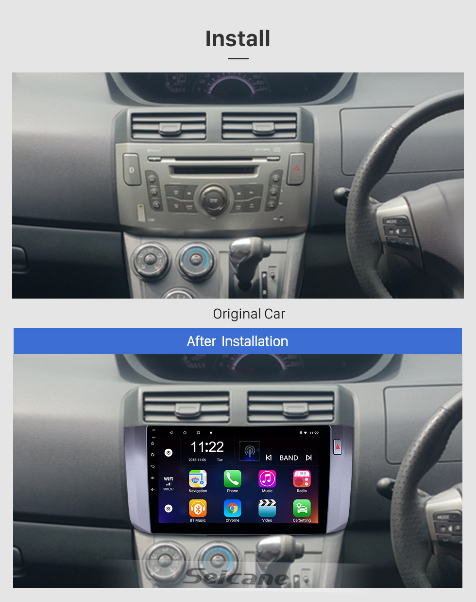 Seicane 2010-2017 Toyota ALZA Android 10.0 Tela Sensível Ao Toque de 10.1 polegada Cabeça Unidade de Navegação GPS Bluetooth Rádio com apoio AUX OBD2 DVR SWC Carplay