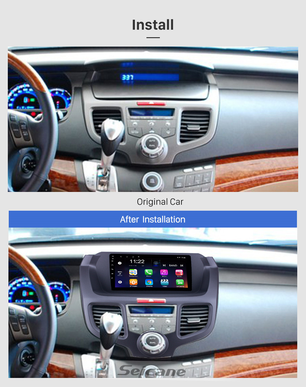 Seicane Android 10.0 Radio de navigation GPS à écran tactile HD de 9,1 po pour 2004-2008 Honda Odyssey avec prise en charge de Bluetooth AUX Carplay SWC DAB +