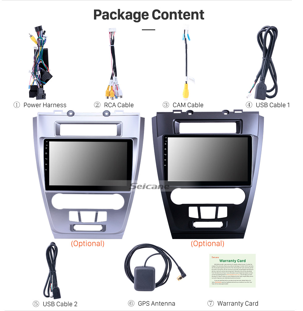 Seicane 10,1 pouces Android 10.0 HD Radio de navigation GPS à écran tactile pour 2009 2010 2011 2012 Ford Mondeo / Fusion avec prise en charge Bluetooth WIFI AUX Carplay Mirror Link