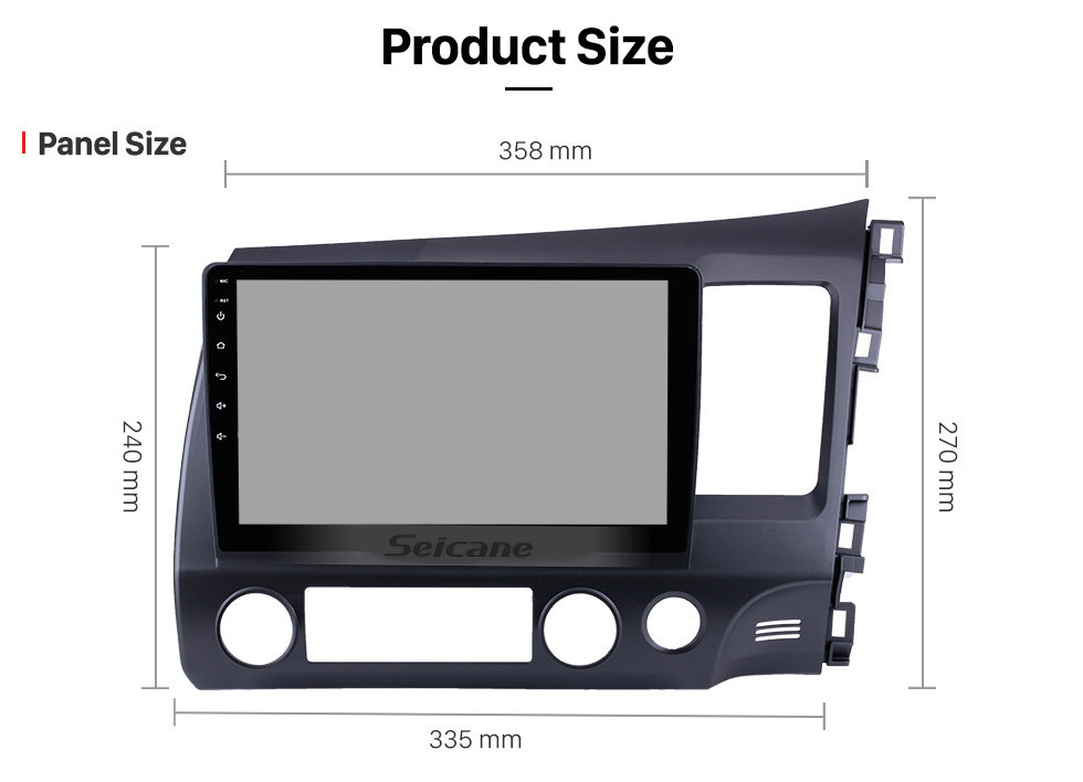 Seicane 10.1 polegada Android 8.1 2006-2011 HONDA CIVIC direito de condução HD Rádio Touchscreen Sistema de Navegação GPS WIFI USB Bluetooth Música 1080 P OBDII DVR Espelho link