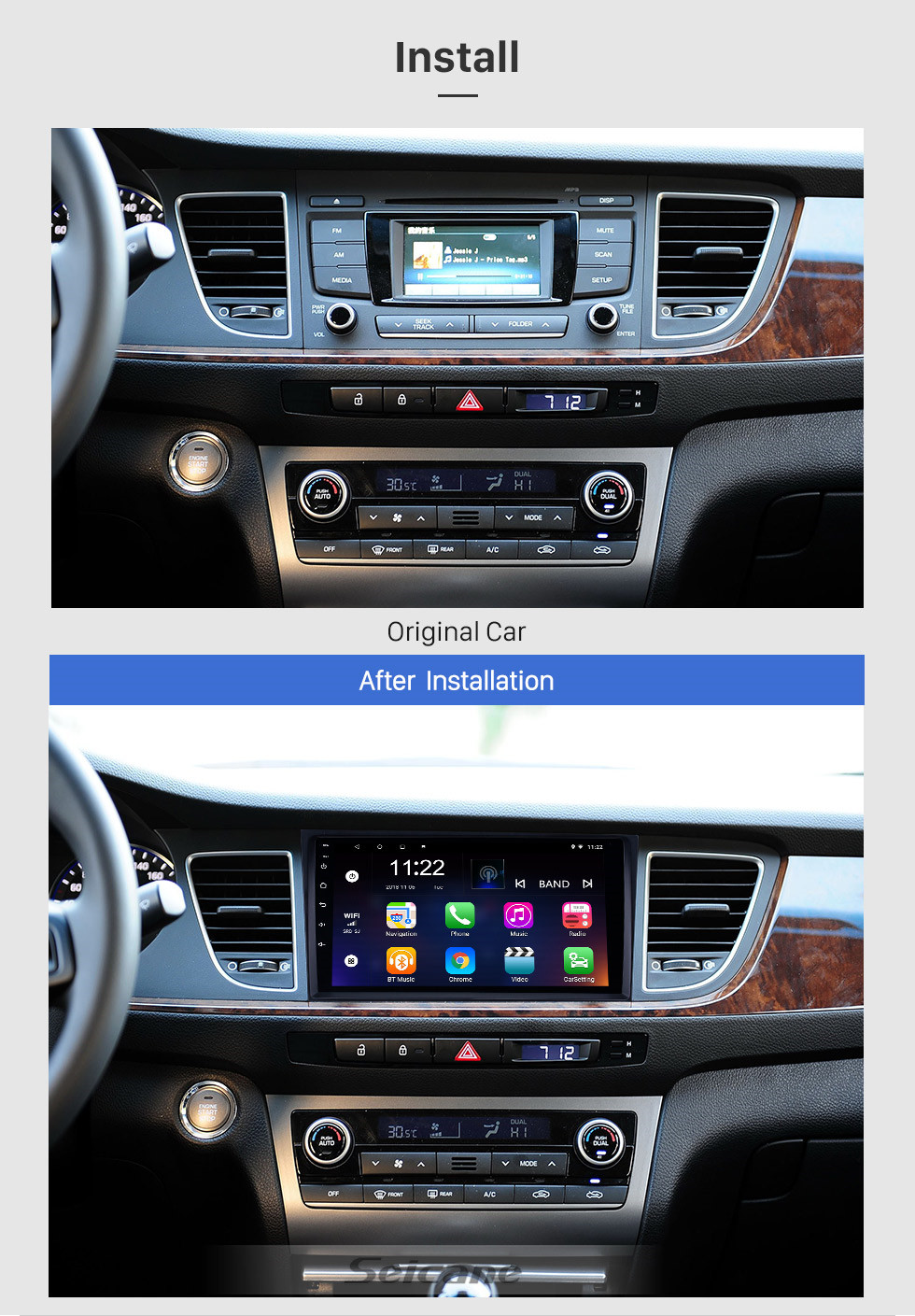 Seicane 9 polegada Android 10.0 HD Touchscreen GPS de Navegação Rádio para 2013-2016 Hyundai Mistra com suporte Bluetooth AUX DVR Carplay TPMS câmera de Backup
