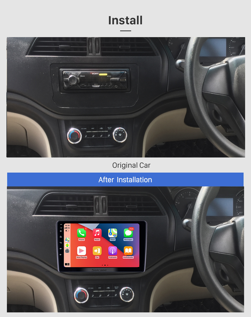 Seicane 9 pouces Android 13.0 Radio de navigation GPS pour 2015 Mahindra Marazzo avec support tactile Bluetooth WiFi HD Carplay DVR OBD