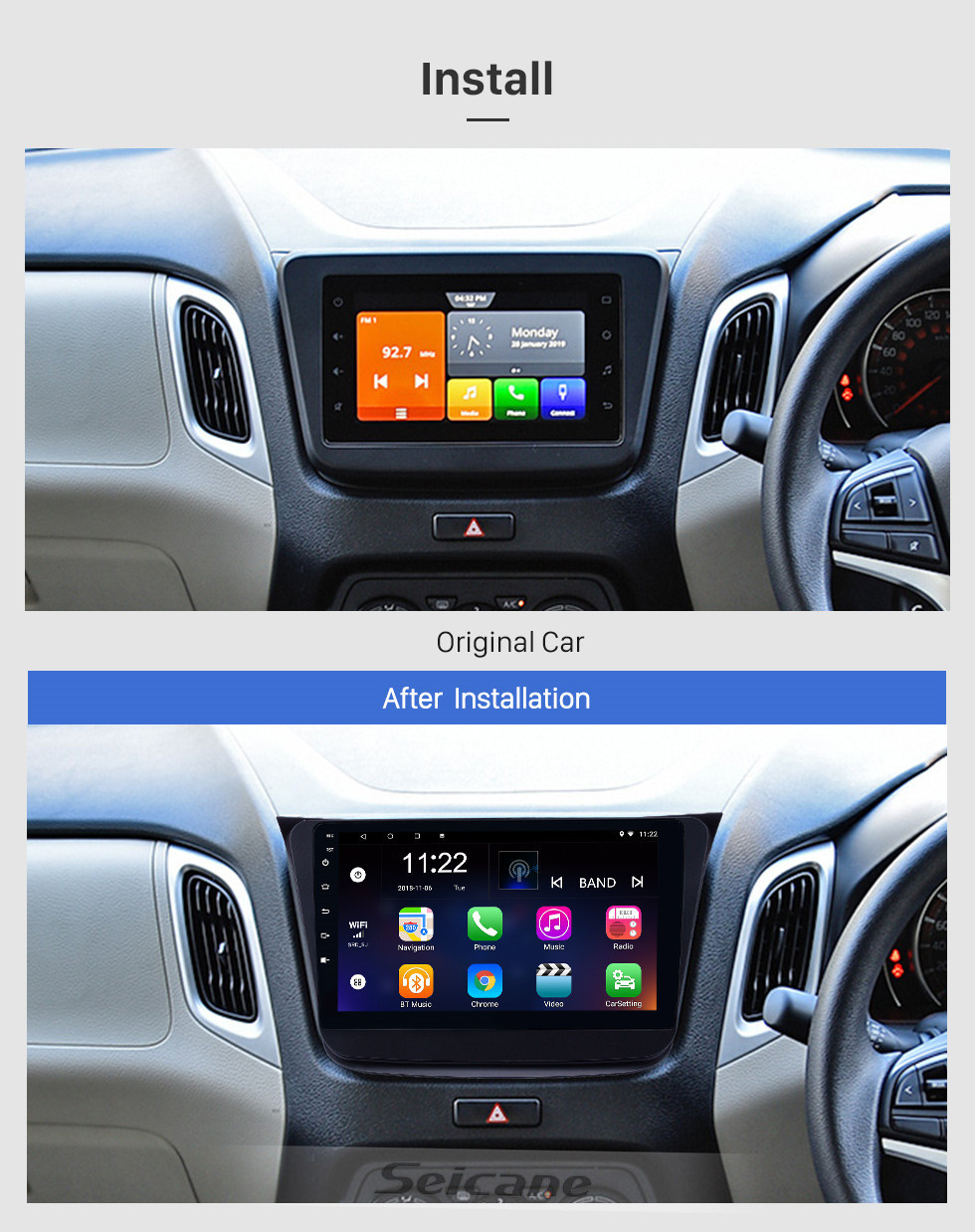 Seicane OEM 9 pulgadas Android 10.0 Radio para 2019 Suzuki Wagon-R Bluetooth WIFI HD Pantalla táctil con soporte de navegación GPS Carplay DVR OBD Cámara de respaldo