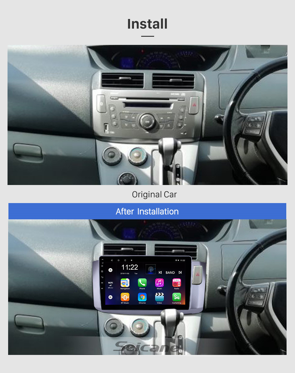 Seicane 10,1-дюймовый Android 10.0 GPS навигационное радио для 2010 Perodua Alza с сенсорным экраном HD Bluetooth USB WIFI AUX с поддержкой Carplay SWC TPMS