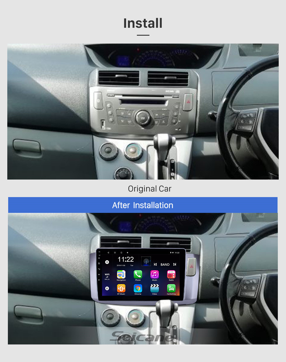 Seicane 10,1 pouces Android 10.0 Radio de navigation GPS pour 2010 Perodua Alza avec écran tactile HD Bluetooth USB WIFI AUX soutien Carplay SWC TPMS