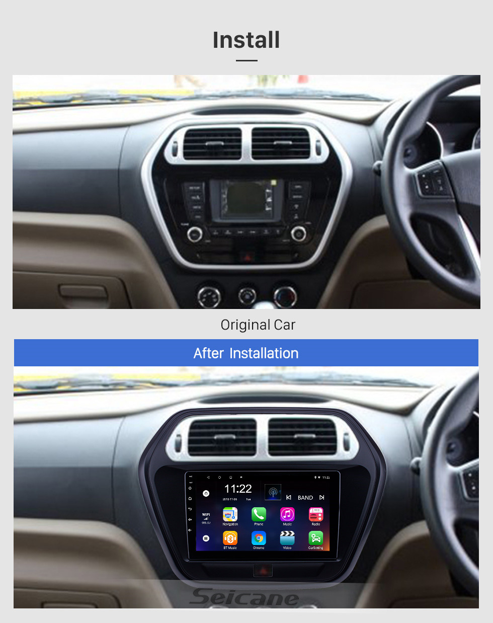 Seicane 2015 mahindra tuv300 android 10.0 touchscreen 9 zoll kopfeinheit bluetooth gps navigation radio mit aux wifi unterstützung obd2 dvr swc carplay