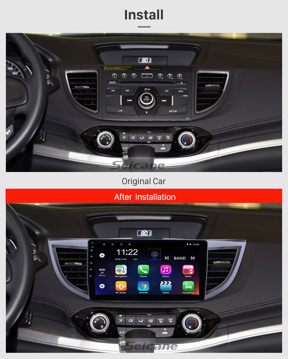 Seicane Android 13.0 10.1 pulgadas 2011-2015 Honda CRV HD 1024 * 600 Radio con pantalla táctil Sistema de navegación GPS con Bluetooth DVR WIFI Mirror Link 1080P Control del volante