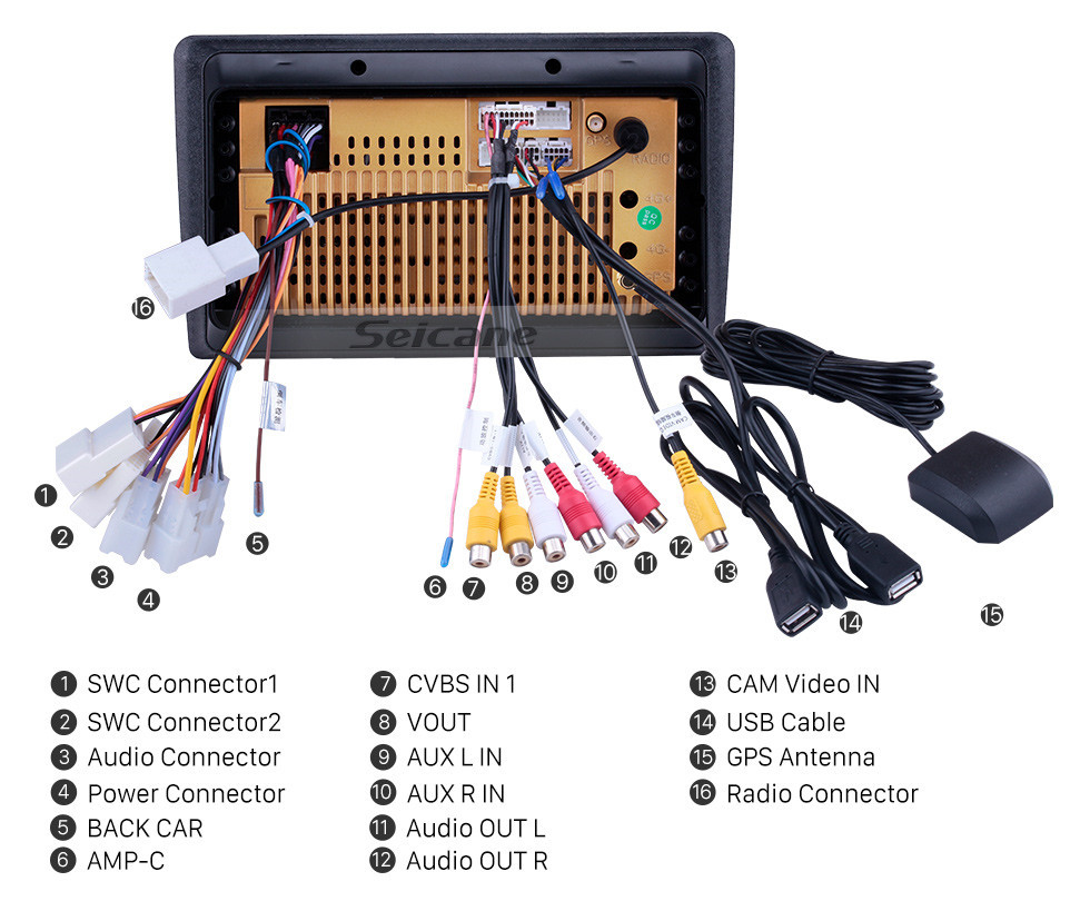 Seicane Android 10.0 9 pouces Radio de navigation GPS à écran tactile pour 2002 Toyota Vios avec support Bluetooth USB WIFI Carplay SWC Caméra arrière OBD2 DAB +