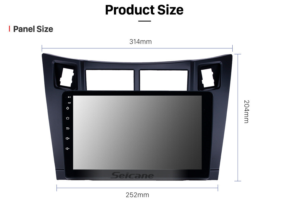 Seicane 2005-2011 Toyota Yaris Vitz Platz Android 10.0 Touchscreen 9 inch Head Unit Bluetooth GPS Navigation Radio with AUX WIFI support OBD2 DVR SWC Carplay