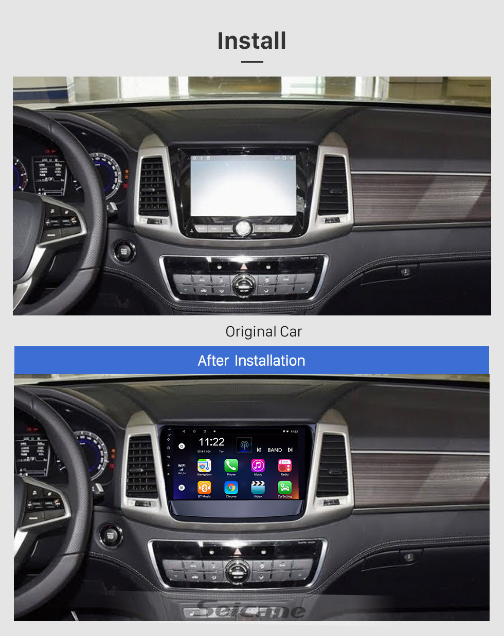 Seicane 10,1 pouces Android 10.0 HD Radio tactile Navigation GPS pour 2019 Ssang Yong Rexton avec Bluetooth WIFI AUX support Carplay Mirror Link
