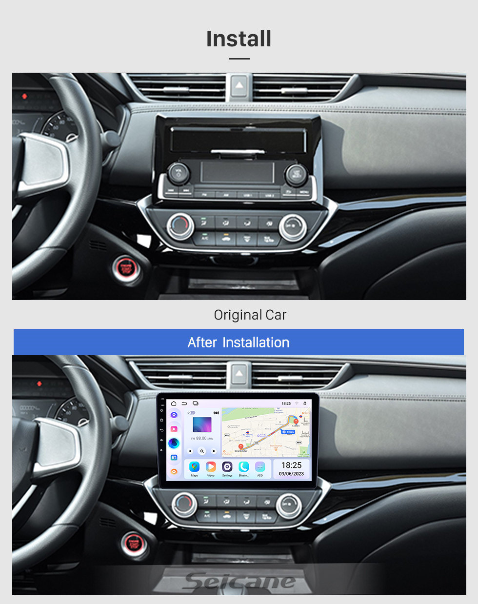 Seicane 10,1 Zoll Android 13.0 für 2018 Honda Crider Stereo-GPS-Navigationssystem mit Bluetooth OBD2 DVR HD-Touchscreen-Rückfahrkamera