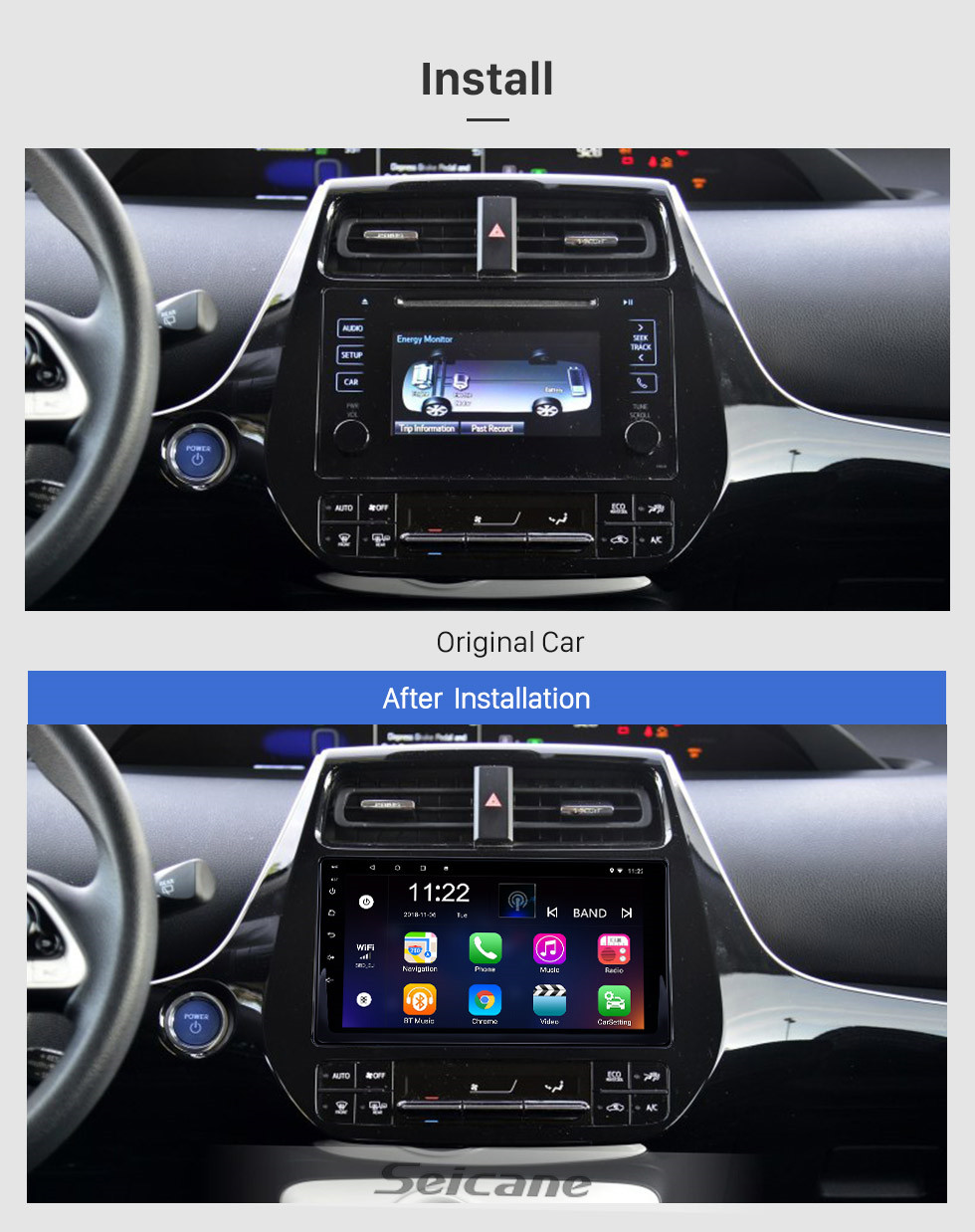 Seicane 9-дюймовый Android 13.0 для 2016 Toyota Prius Stereo GPS-навигационная система с Bluetooth OBD2 DVR HD с сенсорным экраном Камера заднего вида