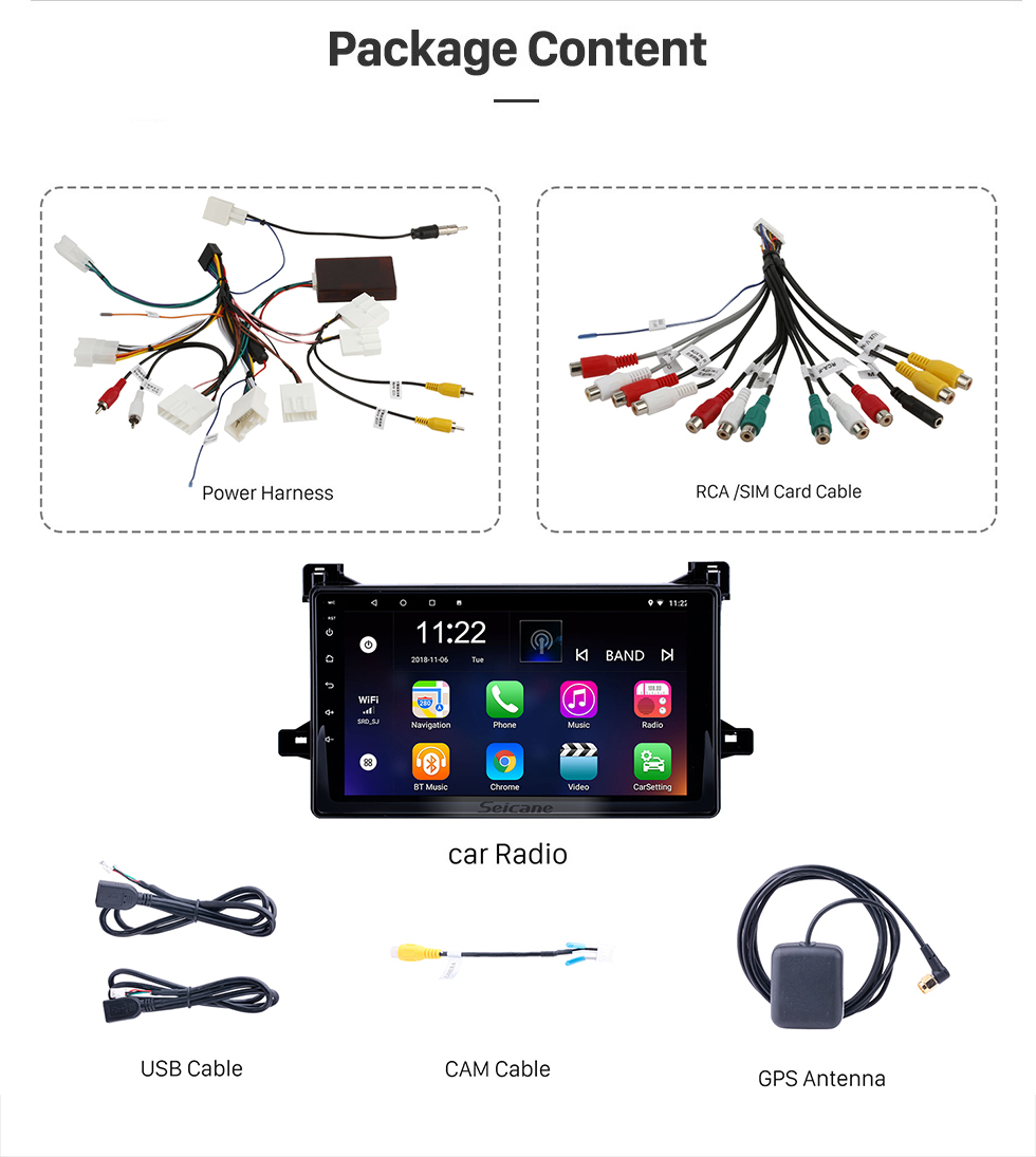 Seicane 9 pouces Android 13.0 Radio pour 2016 Toyota Prius Bluetooth WIFI HD à écran tactile GPS Navigation support Carplay DVR caméra de recul