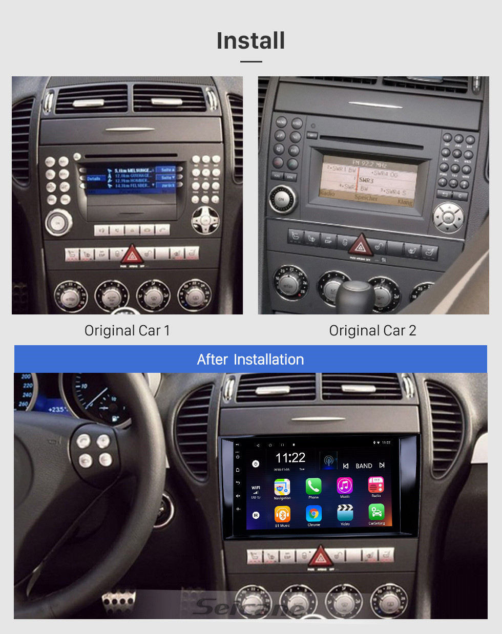 Seicane Android 13.0 de 8 polegadas para 2000 2001 2002-2011 Mercedes Benz CLS SLK Sistema de navegação GPS estéreo com tela sensível ao toque Bluetooth com suporte para câmera retrovisora Seicane Android 13.0 de 8 polegadas para 2000 2001 2002-2011 Mercedes Benz CLS SLK Sistema de navegação GPS estéreo com tela sensível ao toque Bluetooth com suporte para câmera retrovisora