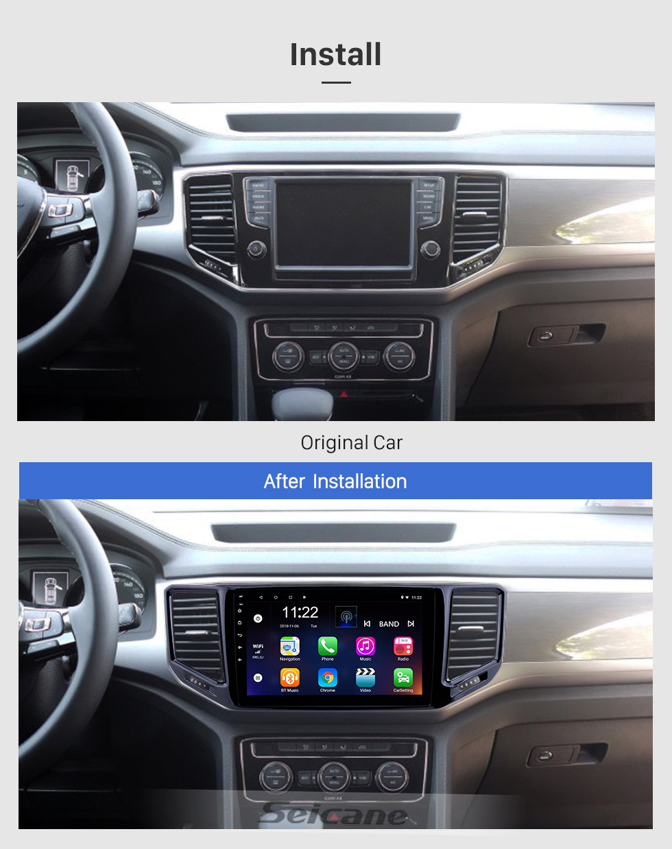 Seicane 10.1 pulgadas Android 10.0 HD Pantalla táctil GPS Radio Radio para 2017-2018 VW Volkswagen Teramont con Bluetooth WIFI compatible con Carplay OBD