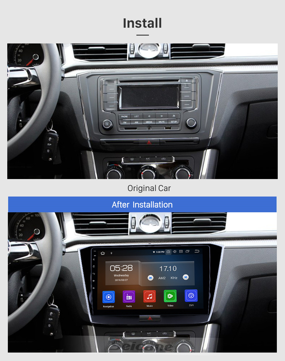 Seicane 10.1 pulgadas Android 10.0 Radio de navegación GPS para 2016-2018 VW Volkswagen Passat con pantalla táctil HD y soporte USB Bluetooth Carplay TPMS