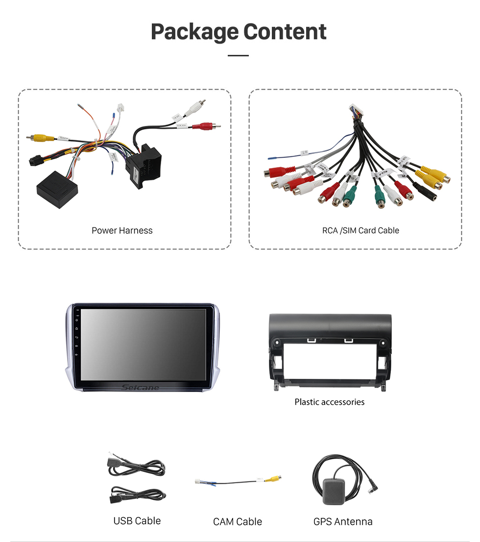 Seicane 10.1 polegada android 10.0 gps rádio de navegação para 2014-2016 peugeot 2008 com hd touchscreen bluetooth usb wi-fi apoio AUX Carplay SWC TPMS