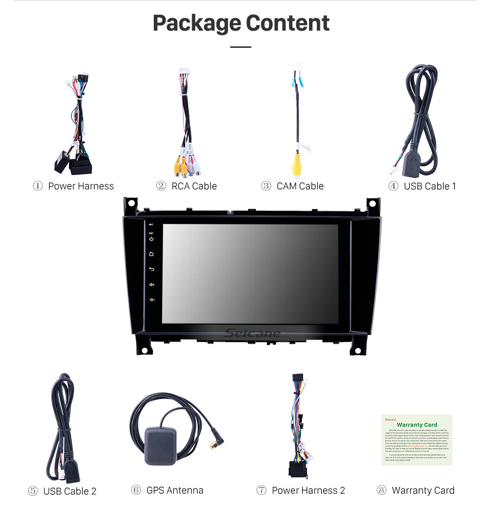 Seicane 8-дюймовый Android 10.0 GPS навигационное радио для 2005-2007 Mercedes-Benz G класса W467 G550 G500 G400 G320 G270 G55 с поддержкой Bluetooth HD Touchscreen Carplay DVR OBD