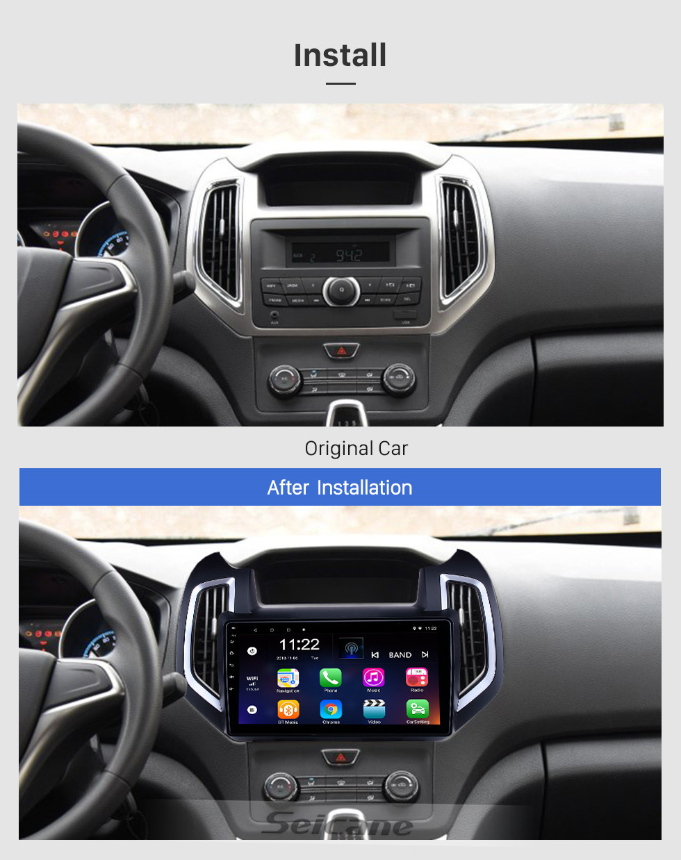 Seicane 10,1 pouces Android 10.0 Radio de navigation GPS pour 2017-2019 Changan Ruixing avec écran tactile HD Bluetooth prise en charge AUX USB Carplay SWC TPMS