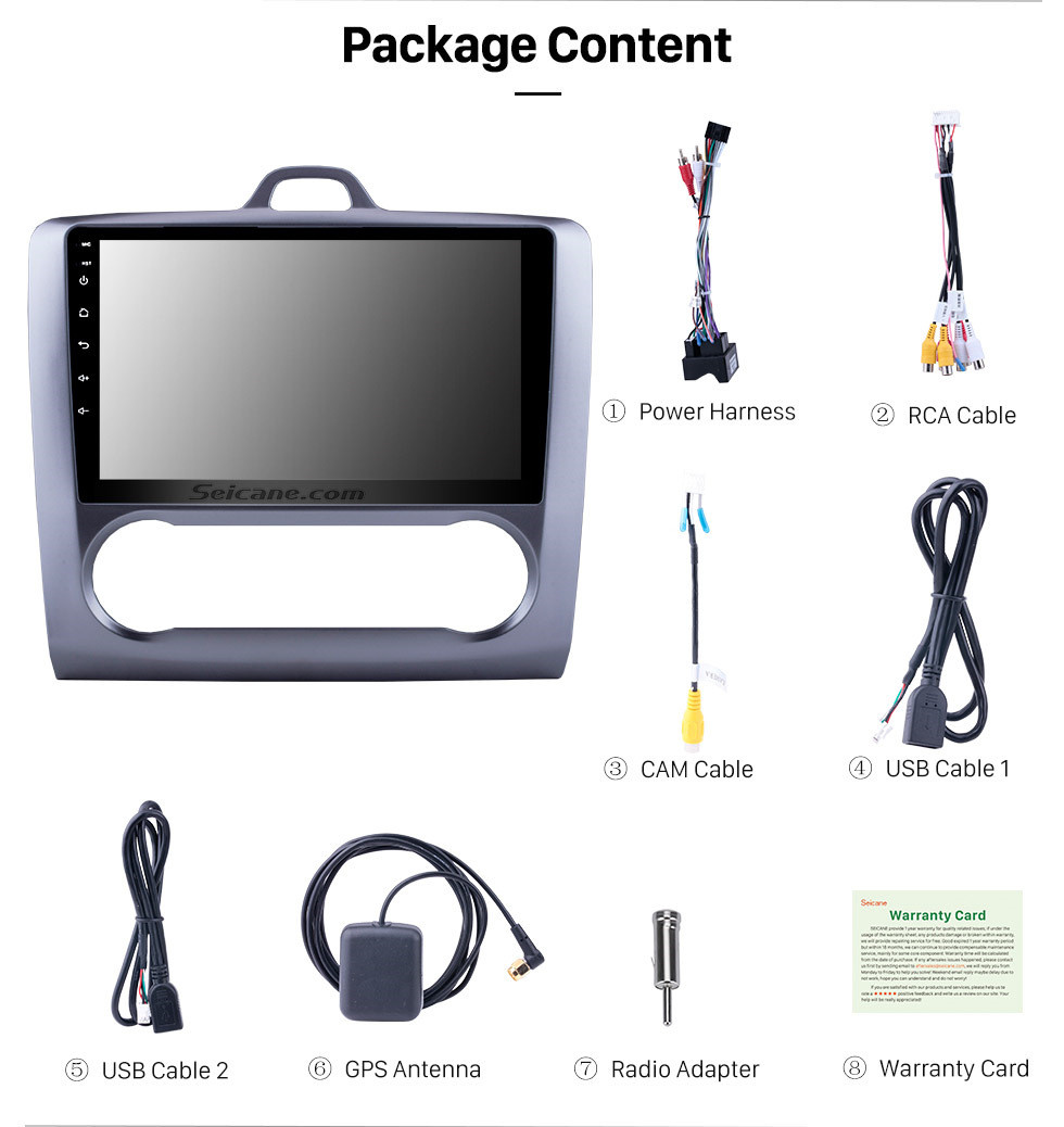 Seicane Pantalla táctil HD de 9 pulgadas para 2004 2005 2006-2011 Ford Focus Exi AT Android 13.0 Radio Sistema de navegación GPS con soporte Bluetooth AUX OBD2 Carplay