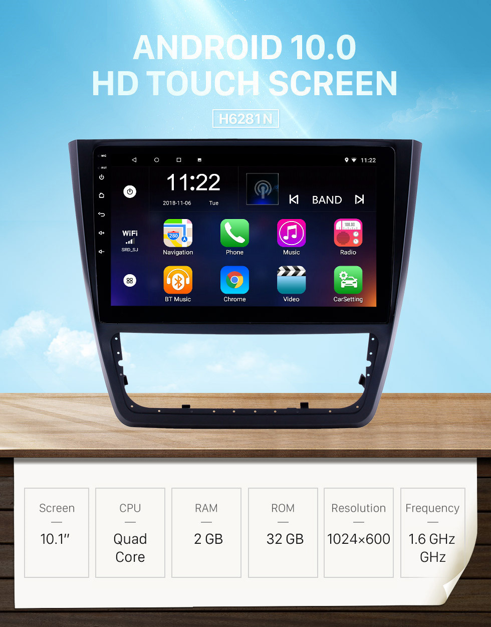 Seicane 10,1-дюймовый Android 10.0 HD с сенсорным экраном GPS-навигатор для 2014-2018 Skoda Yeti с поддержкой Bluetooth AUX Carplay Mirror Link