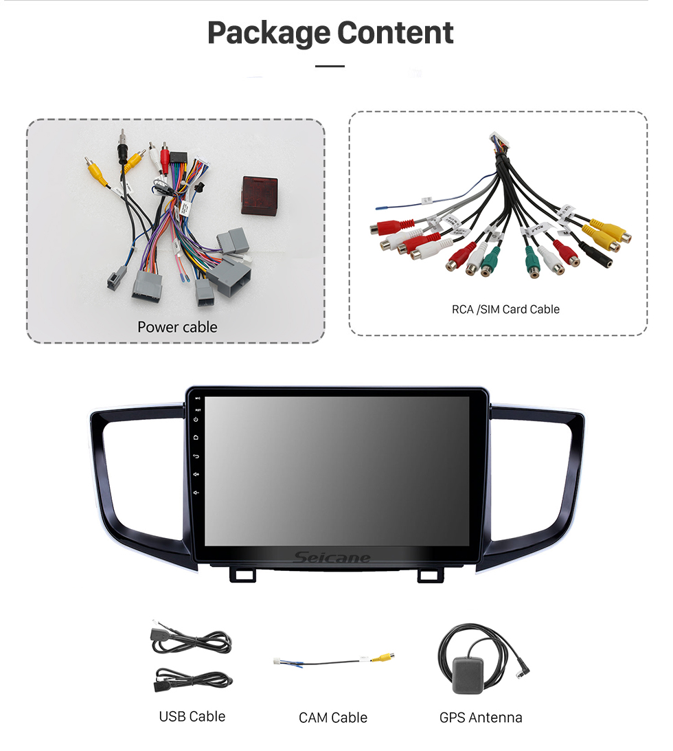 Seicane Sistema de áudio de carro de 10,1 polegadas Android 13.0 para 2016 Honda Pilot com tela sensível ao toque WIFI Suporte a Bluetooth GPS Navi Carplay Controle de volante