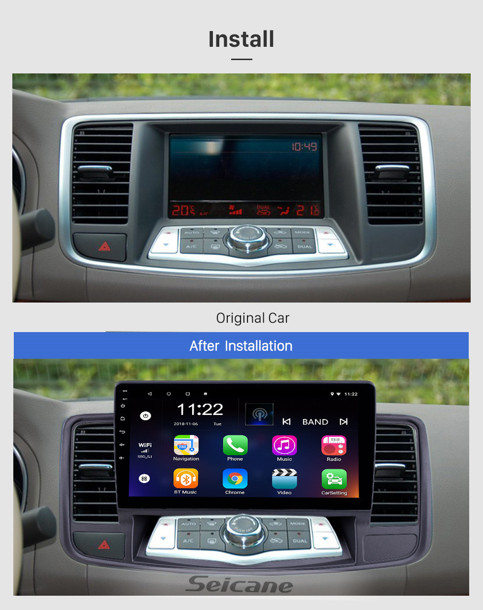 Seicane 2009-2013 Nissan Old Teana Android 10.0 с сенсорным экраном 10,1-дюймовое головное устройство Bluetooth GPS-радио с поддержкой AUX WIFI OBD2 DVR SWC Carplay