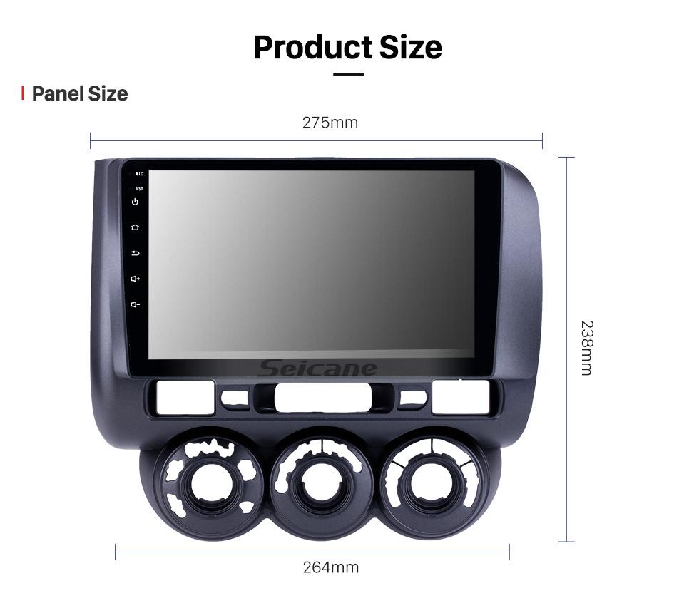 Seicane Android 10.0 9 polegadas HD Touchscreen GPS de navegação por rádio para 2002-2008 Honda Jazz Manual AC com suporte a Bluetooth Carplay SWC DAB +