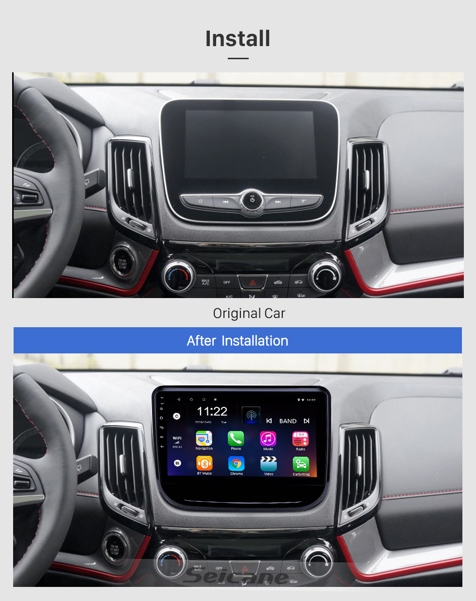 Seicane 10.1 pulgadas Android 10.0 Radio de navegación GPS para 2017-2018 Changan CS55 con pantalla táctil HD y soporte USB Bluetooth Carplay TPMS