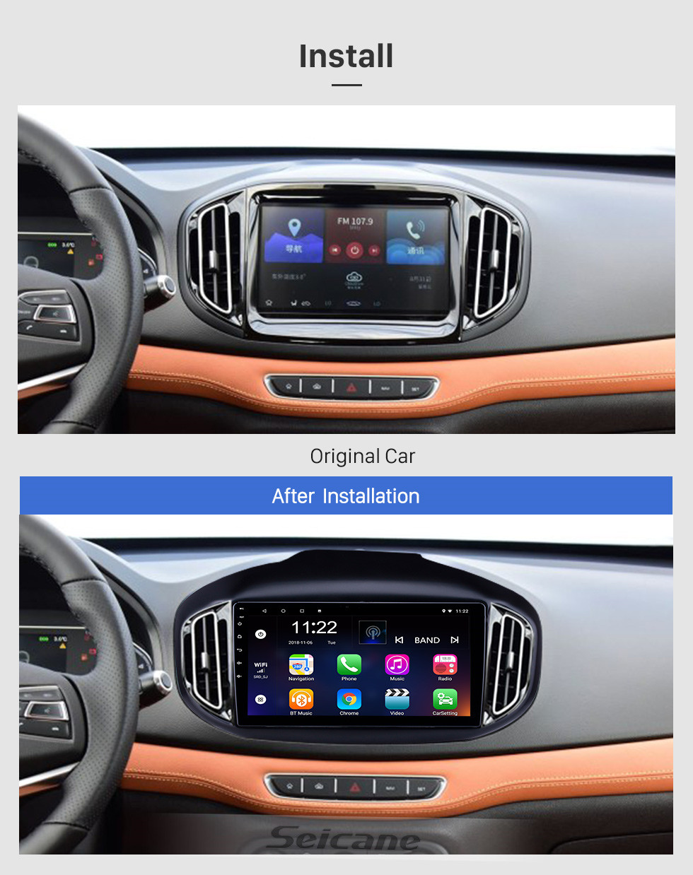 Seicane 10.1 polegada Android 10.0 Navegação GPS Rádio para 2016-2018 Chery Tiggo 7 com HD Touchscreen Bluetooth suporte USB Carplay TPMS