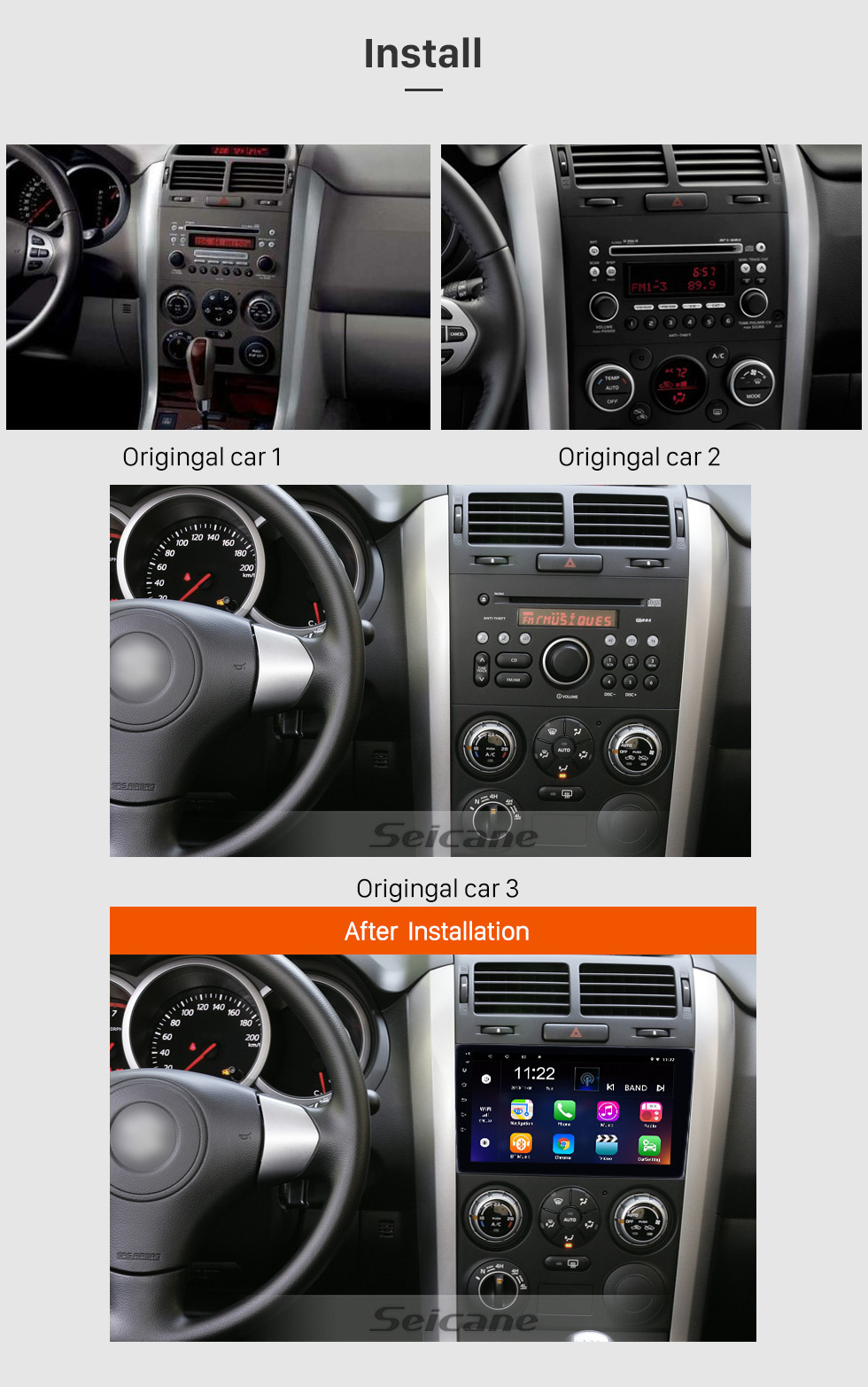 Seicane OEM 9 pulgadas Android 10.0 Radio para 2005-2014 Old Suzuki Vitara Bluetooth WIFI HD con pantalla táctil y soporte de navegación GPS Carplay DVR OBD2
