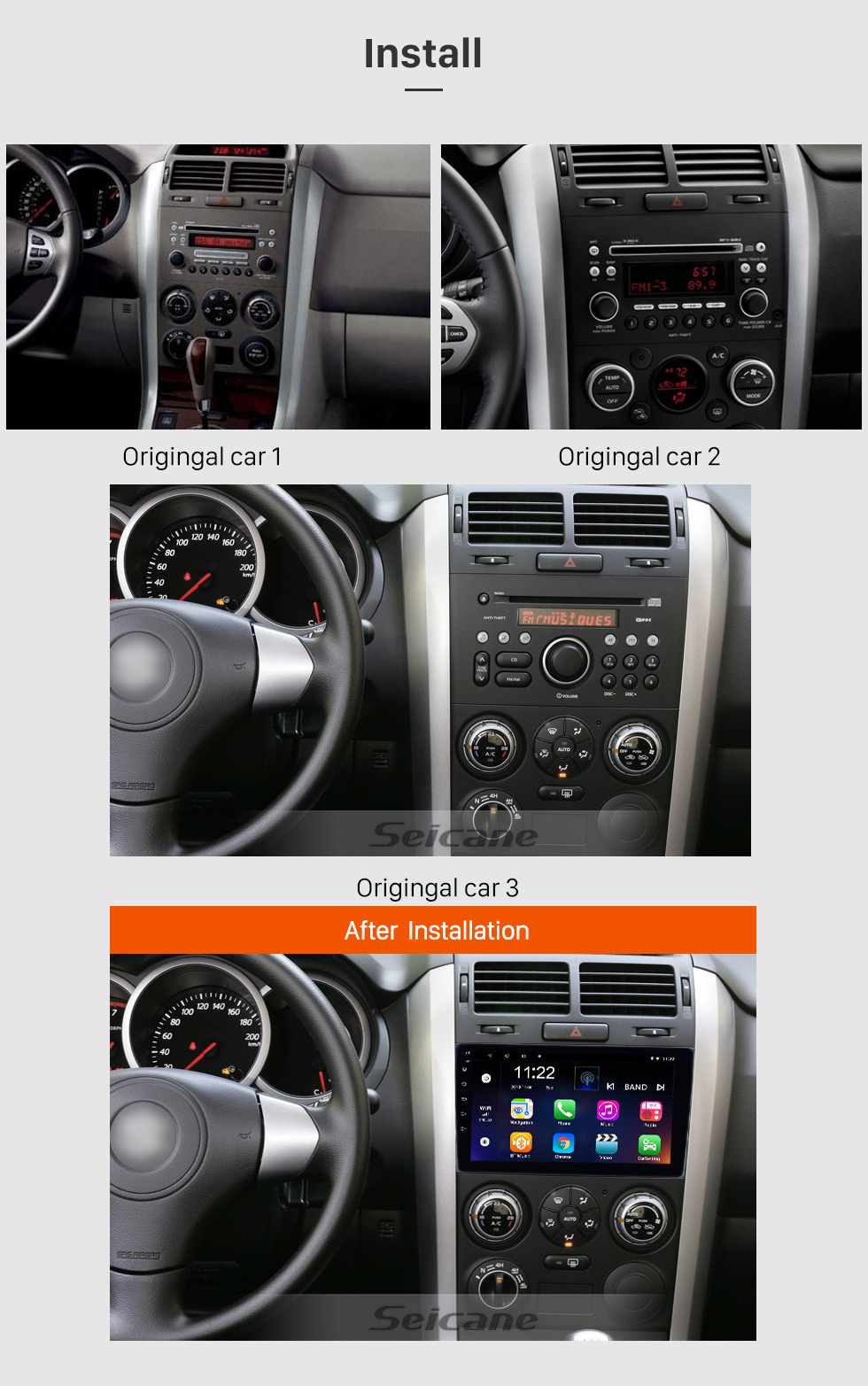 Seicane OEM 9-дюймовый Android 10.0 Радио для 2005-2014 годов Старый Suzuki Vitara Bluetooth WIFI HD Сенсорный экран GPS-навигатор Поддержка Carplay DVR OBD2