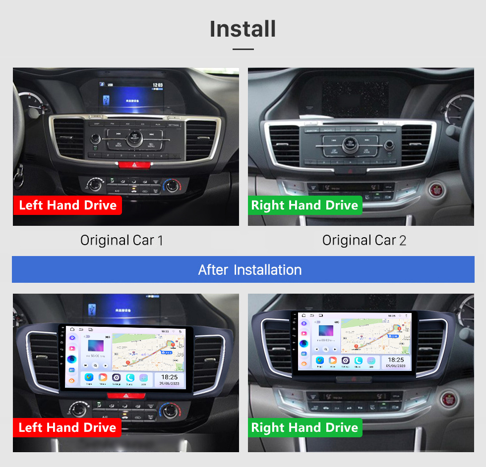 Seicane 10,1 Zoll Android 13.0 HD Touchscreen GPS Navigationsradio für 2013 Honda Accord 9 Niedrige Version mit Bluetooth USB WIFI Unterstützung Carplay OBD