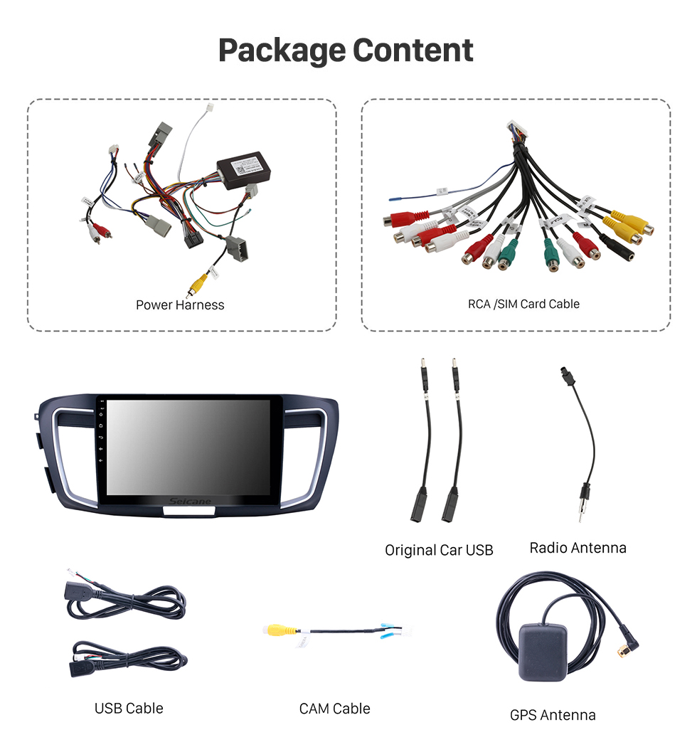 Seicane 10.1 inch Android 13.0 HD Touchscreen GPS Navigation Radio for 2013 Honda Accord 9 Low version with Bluetooth USB WIFI support Carplay OBD