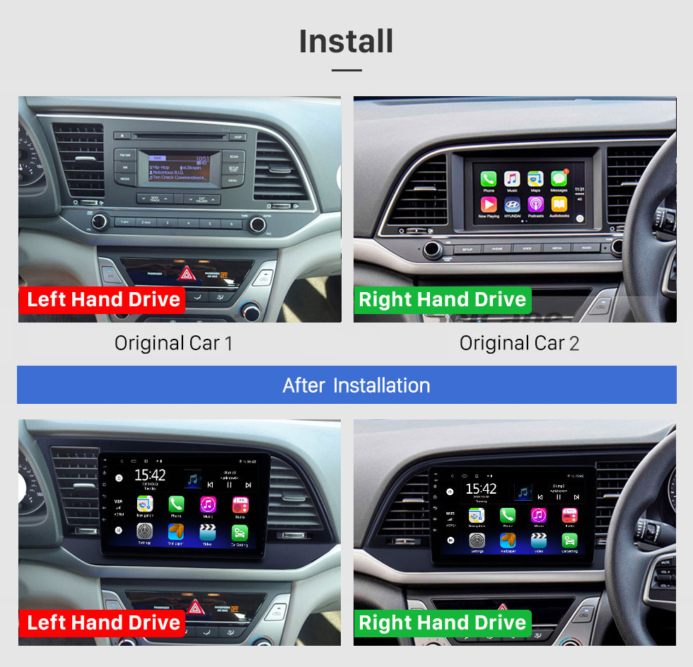 Seicane OEM 9 pouces Android 10.0 Radio pour 2015-2016 Hyundai Elantra RHD Bluetooth WIFI HD Écran tactile Prise en charge de la navigation GPS Carplay DVR Caméra arrière