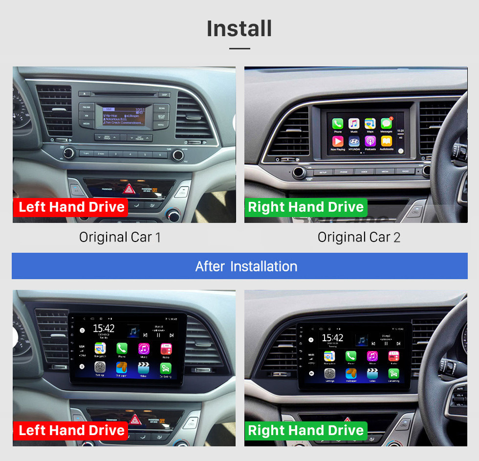 Seicane Rádio oem 9 polegadas android 10.0 para 2015-2016 hyundai elantra rhd bluetooth wifi hd touchscreen suporte de navegação gps carplay dvr câmera traseira