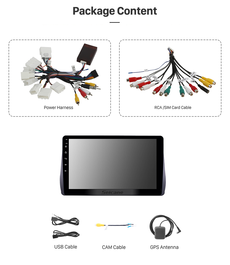 Seicane 10.1 pulgadas Android 10.0 Radio de navegación GPS para 2009-2012 Toyota Wish con pantalla táctil HD Bluetooth compatible con Carplay TPMS