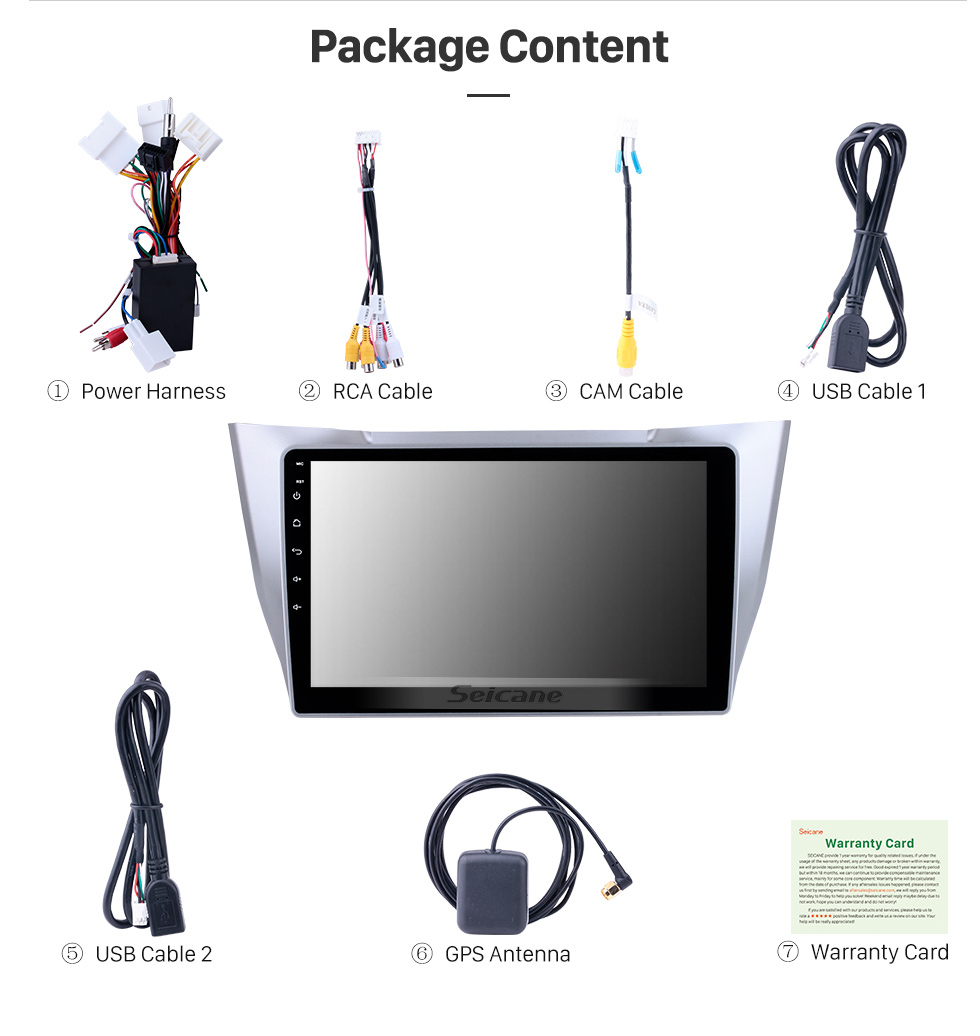 Seicane Todo-en-uno 2003-2010 Lexus RX 300 330 350 400H radio de coche sistema de navegación GPS estéreo con reproductor de DVD SD Bluetooth de música MP3 USB 1080P Aux reserva de la cámara DVR control del volante