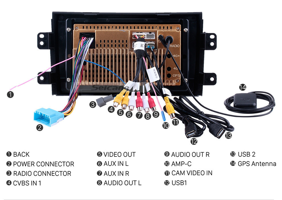 Seicane 9 pouces HD écran tactile Android 10.0 Radio GPS pour 2006-2012 Suzuki SX4 avec Bluetooth Musique WIFI Système audio 1080P Vidéo USB Lien miroir OBD2 DVR