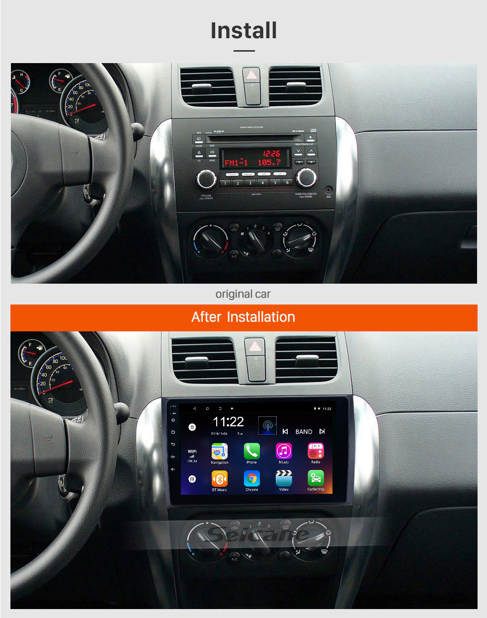 Seicane Écran tactile HD 9 pouces Android 8.1 Radio de navigation GPS pour 2006-2012 Suzuki Tianyu avec Bluetooth USB WIFI Prise en charge AUX DVR Carplay SWC 3G Caméra de recul