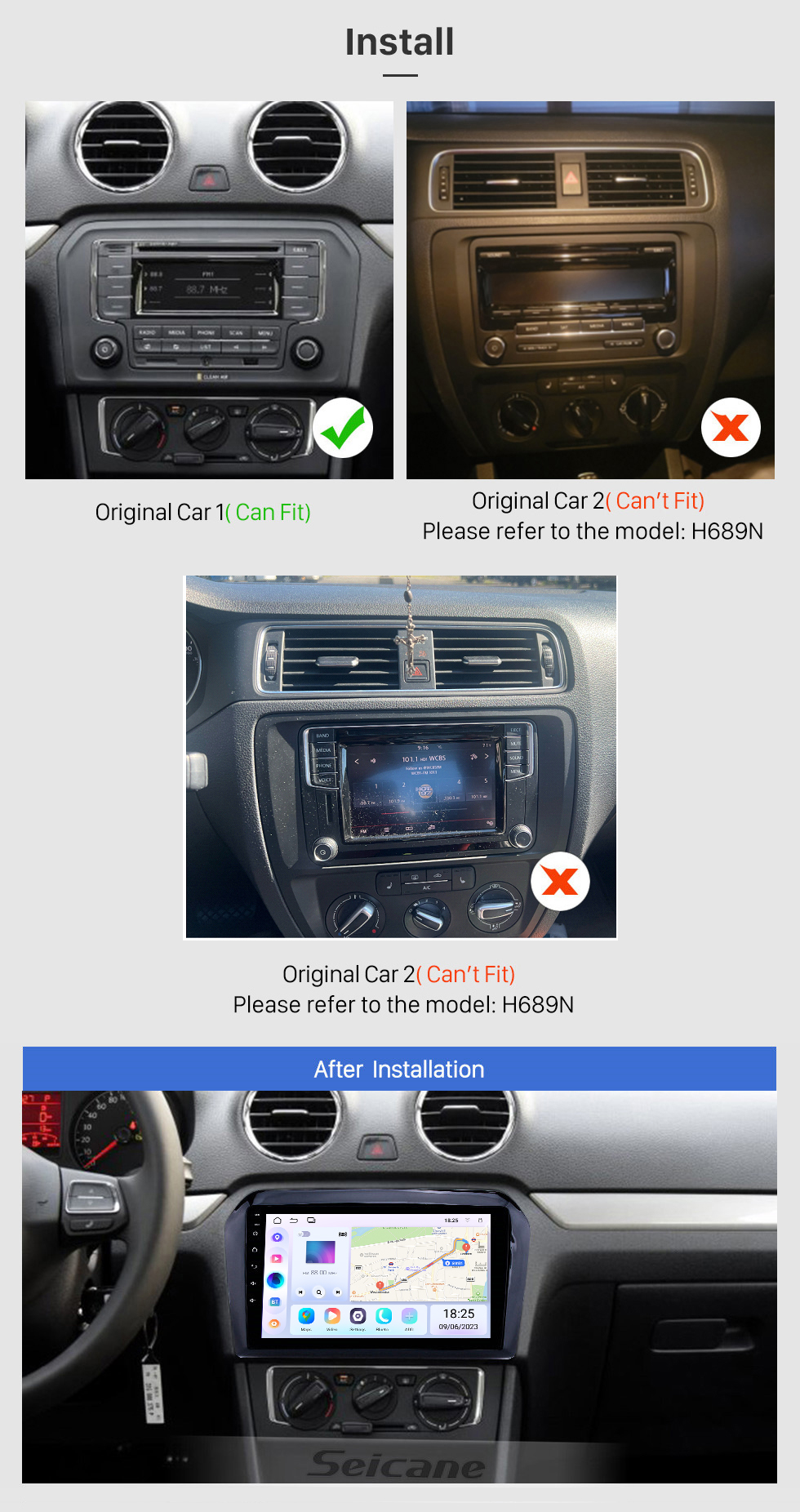 Seicane 2013-2017 VW Volkswagen Jetta Android 13.0 HD Écran tactile 9 pouces Unité principale Bluetooth Radio de navigation GPS avec prise en charge AUX SWC Carplay Seicane 2013-2017 VW Volkswagen Jetta Android 13.0 HD Écran tactile 9 pouces Unité principale Bluetooth Radio de navigation GPS avec prise en charge AUX SWC Carplay