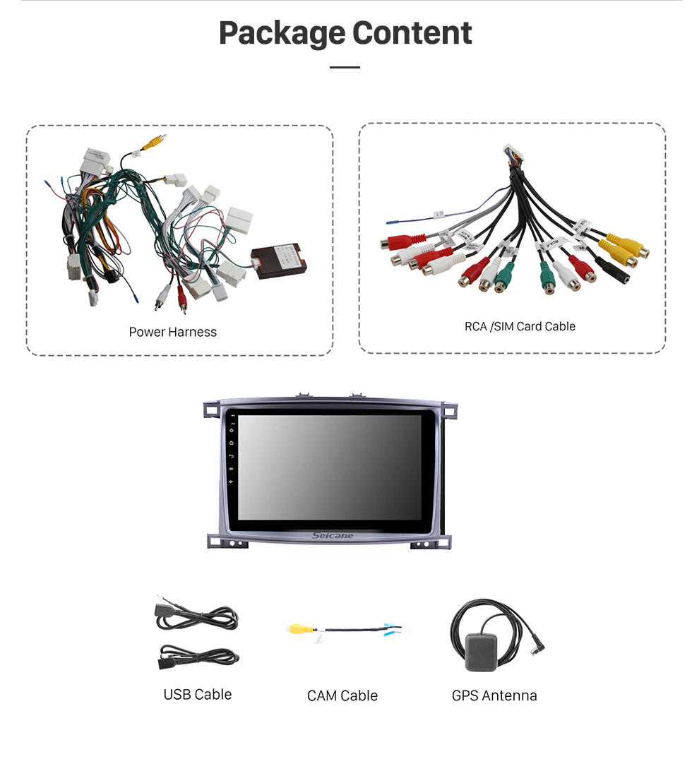 Seicane Radio de navegación GPS Android 10.0 de 10.1 pulgadas para 2003-2008 Toyota Land Cruiser 100 Auto A / C con pantalla táctil HD Bluetooth Soporte USB Carplay TPMS