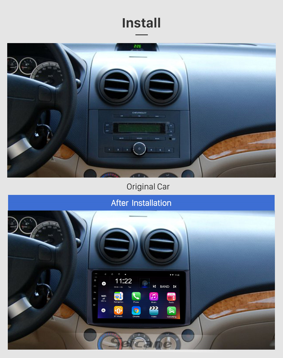 Seicane Rádio de navegação GPS Android 10.0 de 9 polegadas para chevrolet Chevrolet Aveo 2006-2019 / Lova / Captiva / Epica / RAVON Nexia R3 / Gentra Bluetooth HD Touchscreen suporte Carplay DVR