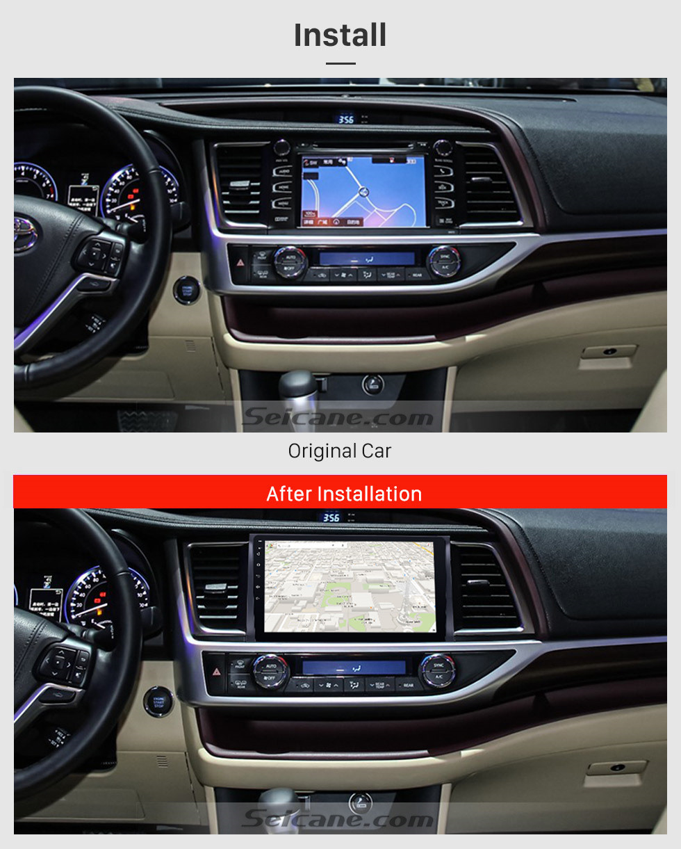 Seicane 10,1-дюймовый 2015 Toyota Highlander Android 10.0 GPS навигационная система 1024 * 600 Сенсорный экран Радио Bluetooth OBD2 DVR Камера заднего вида ТВ 1080P WI-FI Зеркальная связь Управление рулем