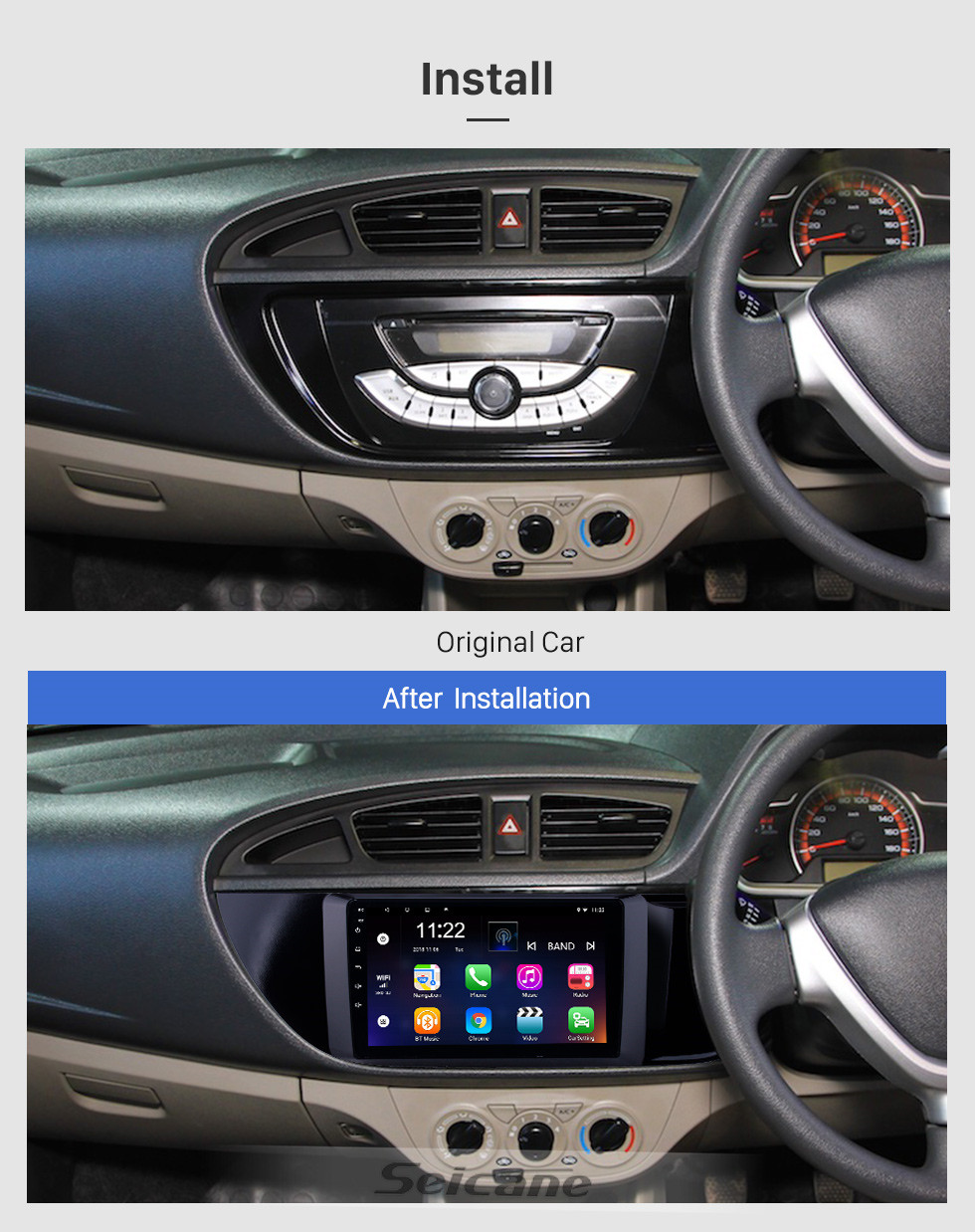 Seicane Android 10.0 Radio de navegación GPS con pantalla táctil HD de 9 pulgadas para Suzuki Alto K10 2015-2018 con soporte Bluetooth WIFI Carplay SWC
